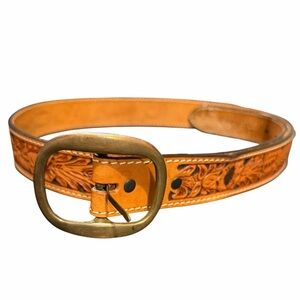 Ariat Tooled Leather Brass Buckle Western Belt